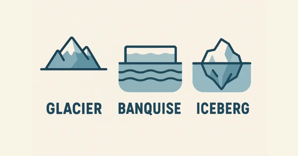 Glacier vs Banquise vs Iceberg