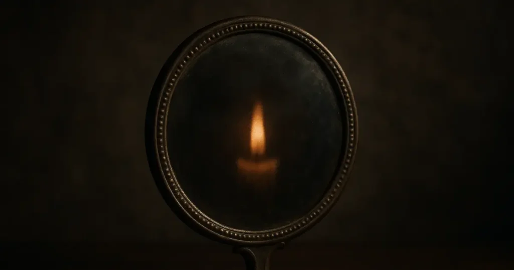 Ancien miroir de métal poli