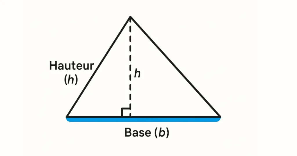 calcul de l'aire d'un triangle avec la base et la hauteur